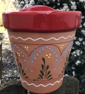 Wandblumentopf fliligran bemalt rot