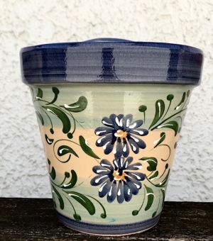 Wandblumentopf glasiert beige/blau